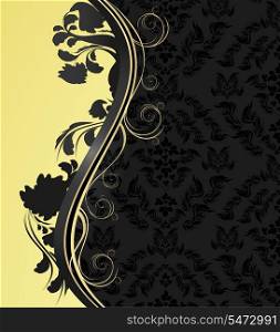 Illustration with decorative seamless royal ornament and floral wave