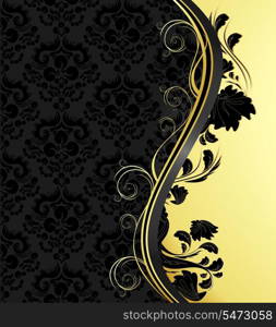 Illustration with decorative seamless royal ornament and floral wave