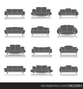 illustration with furniture icons set on a white background