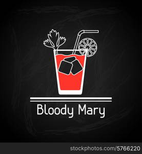 Illustration with glass of bloody mary for menu cover.