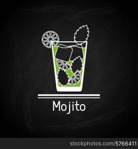 Illustration with glass of mojito for menu cover.