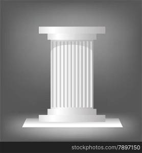 Illustration with greek column on dark background. Graphic Design Useful For Your Design. Capital ancient column against a illuminated grey background. Classic marble column.