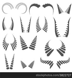 illustration with grey silhouettes horns on white background