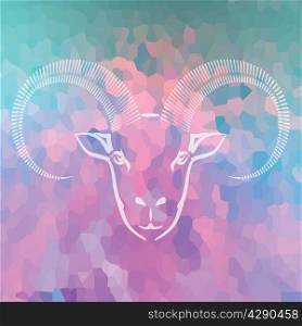 illustration with head of ram on a colorful background