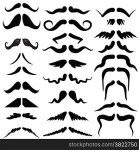 illustration with moustaches silhouettes on white background