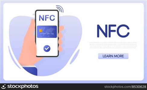 Illustration with nfc people for mobile app design. Earn money online. Online banking.. Illustration with nfc people for mobile app design. Earn money online. Online banking