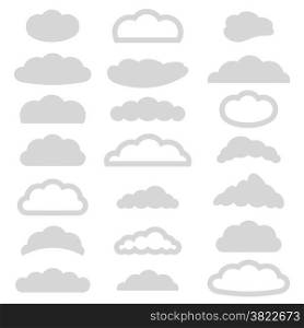 illustration with set of clouds icons on a white background