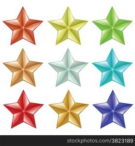 illustration with set of stars on white background