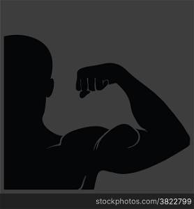 illustration with strong man silhouette on grey background
