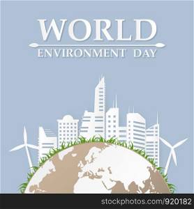 Illustration World environment day , paper art , Protect and preserve nature