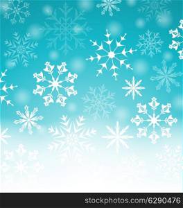 Illustration Xmas blue background with snowflakes and copy space for your text - vector