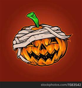 Illustrations for Pumpkins Halloween Mascot Horror merchandise and poster