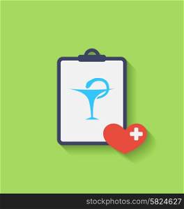 Illustrations Medical Record with Caduceus Snake, Long Shadows - Vector