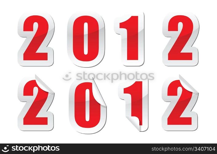 illustrations of stickers for 2012 new year greetings