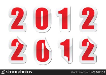 illustrations of stickers for 2012 new year greetings