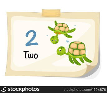 Illustrator of number two turtle vector