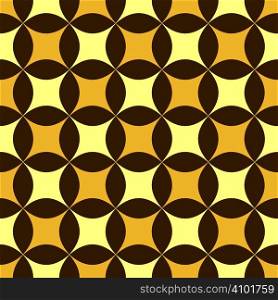 Illustrattion of a sixties style wallpaper in brown and golden colors with a seamless repeat pattern