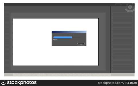 image export window with loading bar. Screen programs for working with pictures. Vector