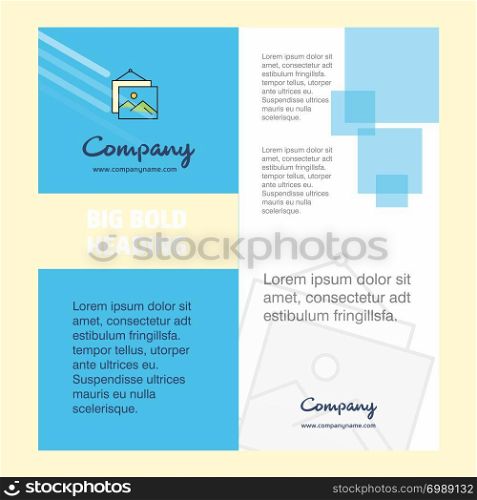 Image frame Company Brochure Title Page Design. Company profile, annual report, presentations, leaflet Vector Background