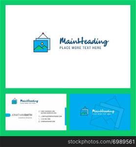 Image frame Logo design with Tagline & Front and Back Busienss Card Template. Vector Creative Design