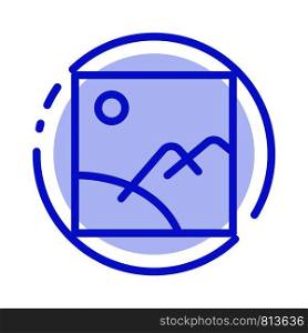 Image, Gallery, Picture, Sun Blue Dotted Line Line Icon