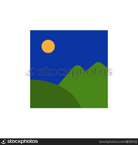 Image, Gallery, Picture, Sun Flat Color Icon. Vector icon banner Template