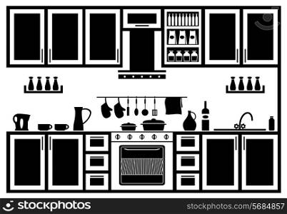 Image kitchen in black and white on a white background.