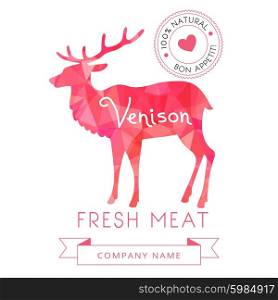 Image meat symbol venison silhouettes of animal for design menus, recipes and packages product. Vector Illustration.
