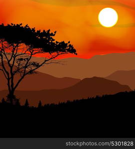 Image Mountains, Landscape and Trees. Abstract Eco Banner. Vector Illustration EPS10. o2015-10-05-01