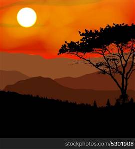 Image Mountains, Landscape and Trees. Abstract Eco Banner. Vector Illustration EPS10. o2015-10-05-02