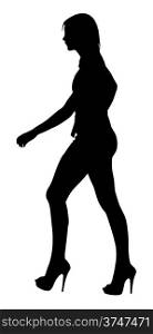 Image of a Long Legged Teenage Girl Model Walking Silhouette