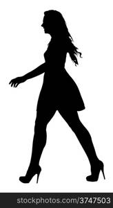 Image of a Long Legged Teenage Girl Model Walking Silhouette