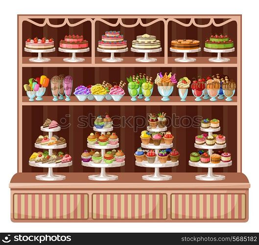 Image of a store sweets and bakery. vector illustration