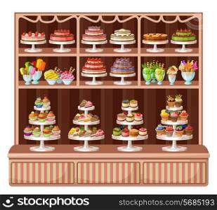 Image of a store sweets and bakery. vector illustration