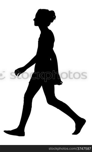 Image of a Teenage Girl Model Walking Silhouette