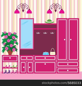 Image of interior closet in the hallway with accessories.