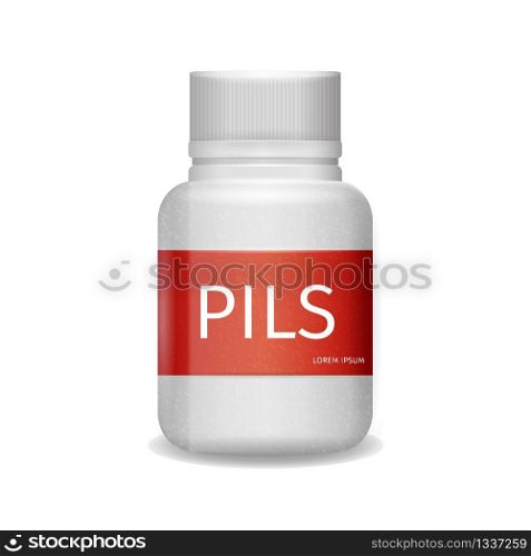 Image Packaging Painkiller Pils White Background. 3d Vector Illustration Infographic Medication Pack Pill. Rheumatic Disease Treatment. Isolated. Advertisement Rheumatologist Prescription