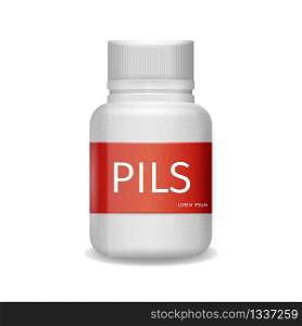 Image Packaging Painkiller Pils White Background. 3d Vector Illustration Infographic Medication Pack Pill. Rheumatic Disease Treatment. Isolated. Advertisement Rheumatologist Prescription