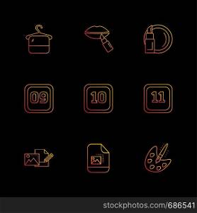 image , paint , lipsticks ,calender , months , cosmetics , household , year , dates , countinng , washroom , items ,icon, vector, design, flat, collection, style, creative, icons