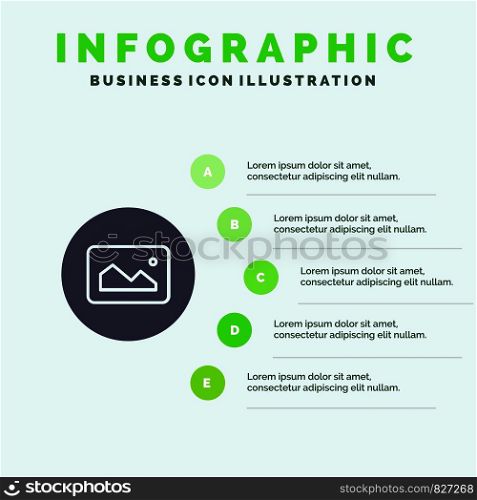 Image, Photo, Basic, Ui Solid Icon Infographics 5 Steps Presentation Background