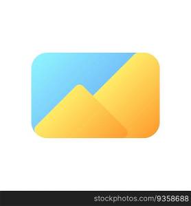 Image pixel perfect flat gradient color ui icon. Visual media file. Send picture via messenger. Simple filled pictogram. GUI, UX design for mobile application. Vector isolated RGB illustration. Image pixel perfect flat gradient color ui icon