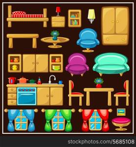 Image set of furniture items for the living room.Vector illustration
