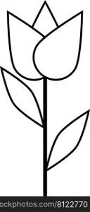 Image simple blossoming flower, bud stem leaves stock illustration