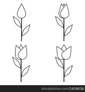 Image simple blossoming flower bud with stem leaves stock illustration