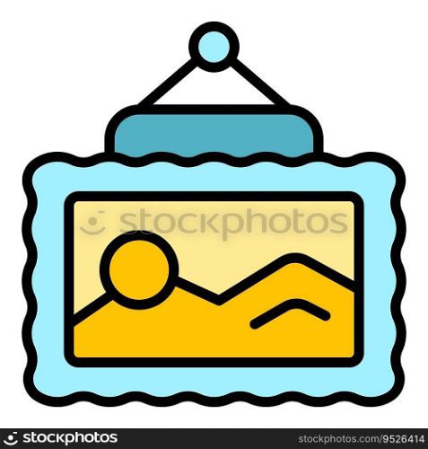 Image wall art icon outline vector. Artist class. Painter children color flat. Image wall art icon vector flat