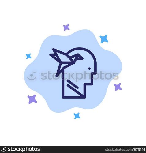 Imagination Form, Imagination, Head, Brian Blue Icon on Abstract Cloud Background