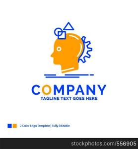 Imagination, imaginative, imagine, idea, process Blue Yellow Business Logo template. Creative Design Template Place for Tagline.