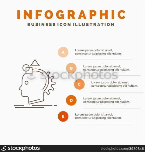 Imagination, imaginative, imagine, idea, process Infographics Template for Website and Presentation. Line Gray icon with Orange infographic style vector illustration