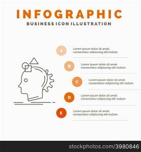 Imagination, imaginative, imagine, idea, process Infographics Template for Website and Presentation. Line Gray icon with Orange infographic style vector illustration