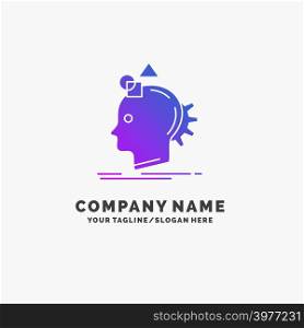 Imagination, imaginative, imagine, idea, process Purple Business Logo Template. Place for Tagline.